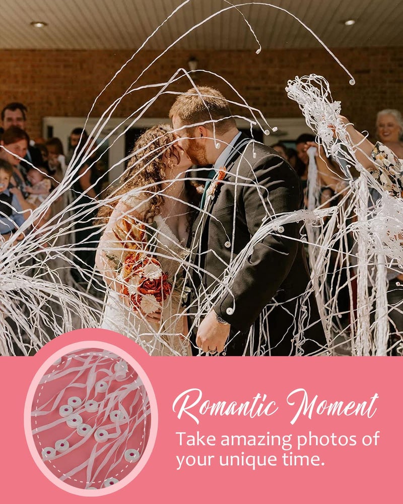 BATTIFE Streamers Poppers - Hand Throw Confetti Poppers, No Mess Paper Crackers for Birthday Wedding Party Celebrations, White, 16.4Ft/5M (20Pack) - Image 4